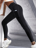 New High Waist Women's Leggings Stretch Yoga Pants Tights With Pockets Push Up Fitness Running Sportswear Solid Color Pants - OneLoveCanada