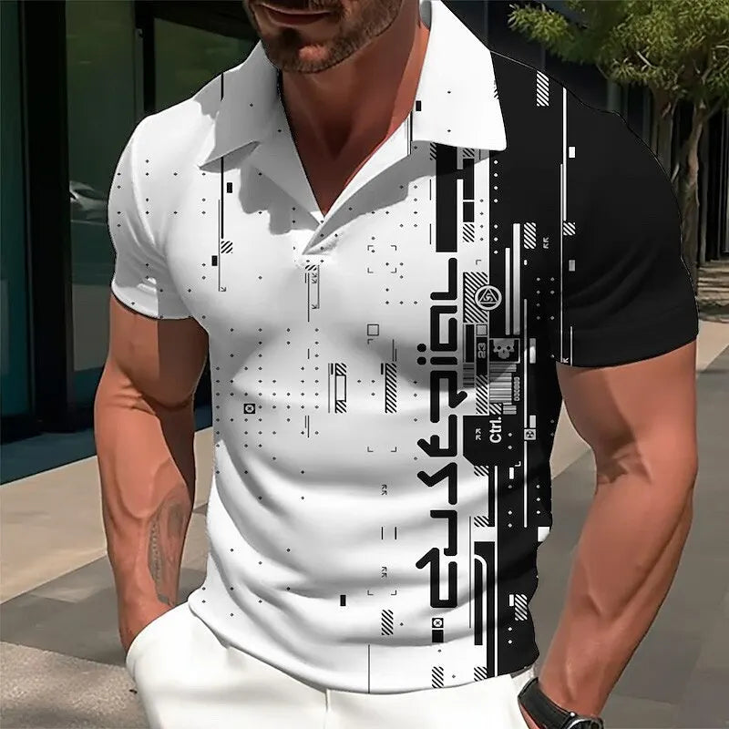 Men's Fashion Style Polos T-Shirts Summer Short Sleeve 3D Print High Street Male POLO Tee 6XL Plus Size Casual Tops