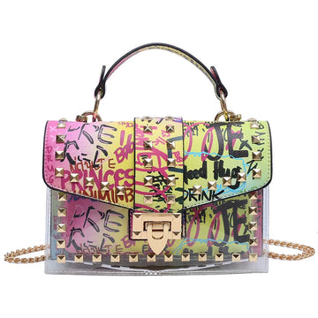 Brand Women Studded Graffiti Crossbody Bags Fashion Shoulder Bag For Ladies Female Luxury Designer Handbags 2023 High Quality
