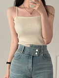 2025 Casual Women Halter Crop Tops Summer Sleeveless Camis Backless Strap Tank Top Slim Solid Short Female Tube Cropped Vest - OneLoveCanada