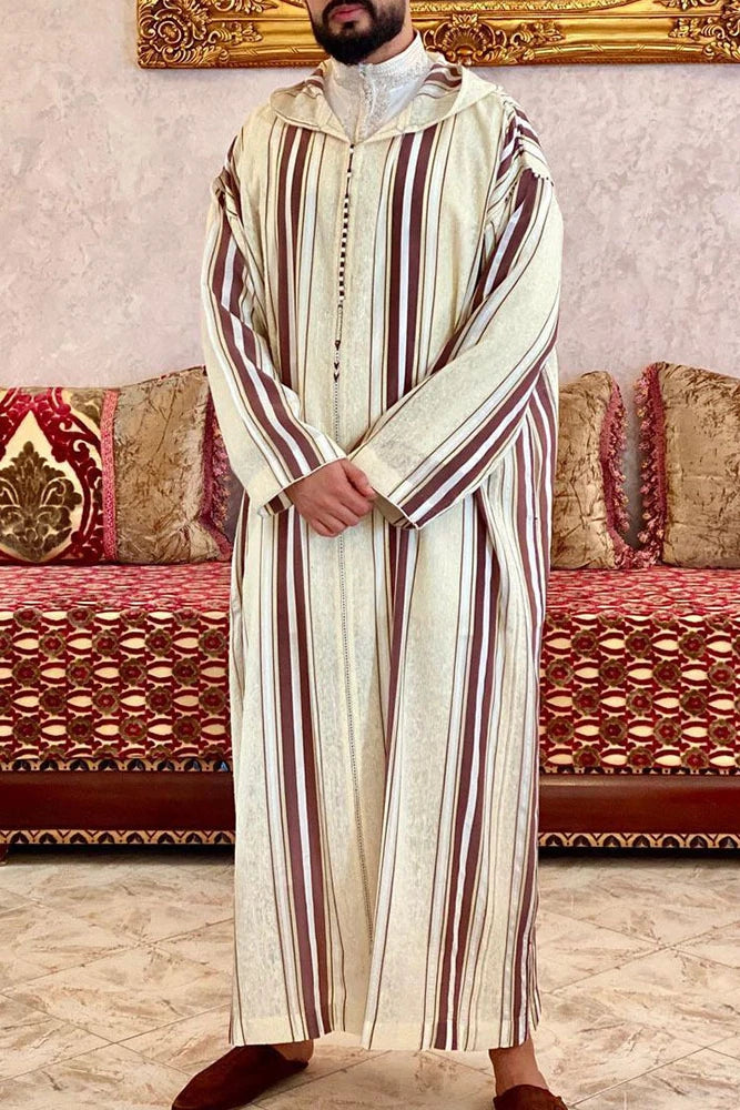 Eid Muslim Men Jubba Thobe Long Robe Saudi Islamic Striped Abaya Caftan Islam Dubai Arab 2024 Summer Morocco Jalabiya Ramadan