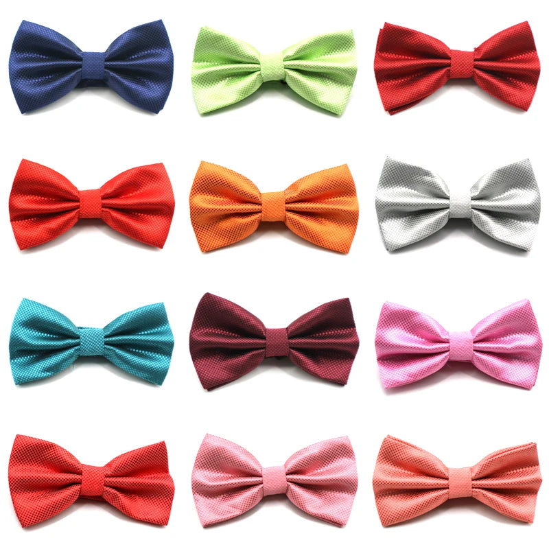Hot Pure Men's Bow Tie Adjustable Butterfly Neckties Solid Plaid Bowtie For Man Wedding Party Boy Girl Bowknot