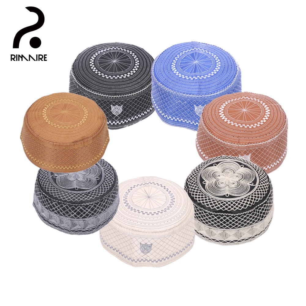9 Colors Muslim Men Yarmulke Premium Islamic Breathable Hats for Men Spring Autumn Hair Cover Yarmulkes Party Business RIMAIRE