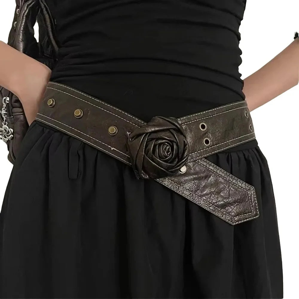 Designer Belts for Women High Quality Luxury Female Dress Flower Waistband Solf Leather Adjustable Girls Dresses Belt Rivet