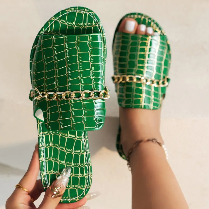 Summer and Autumn New Large Size Open-toed Flip-flops Flat Wedge Sandals for Women Shoes for Women