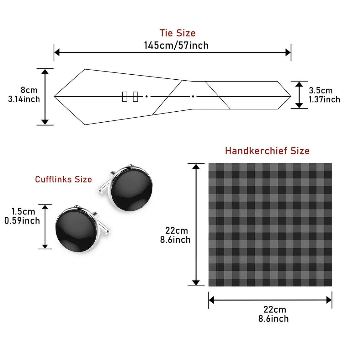 Hot Sale Holiday Gift Tie Pocket Squares Cufflink Set Necktie Dot Man Dark Grey Wedding Accessories Performance