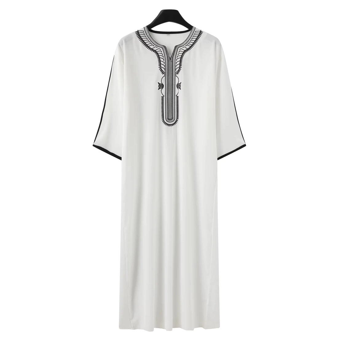 Moroccan style Muslim men's long robe white elegant exquisite embroidery men's long robe casual simple robe