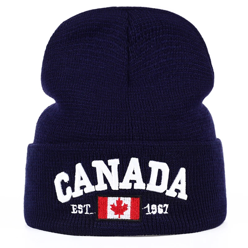 Autumn Winter Knitted hats for men Women Canada Letter embroidery Cotton Caps Autumn hat Casual Boy cap Men Hats - OneLoveCanada