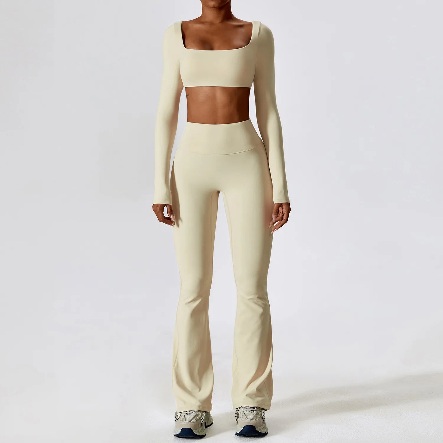 Yoga Set 2PCS Seamless Women Sportswear Workout Clothes Athletic Wear Gym Legging Fitness Bra Crop Top Long Sleeve Sports Suits - OneLoveCanada