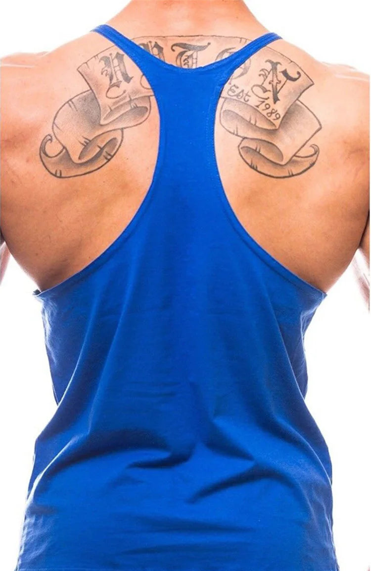Gym Bodybuilding Fitness Vests Mens Running Sport Cotton Tank Tops Summer Breathable Sleeveless Y Back Suspender Belt Undershirt