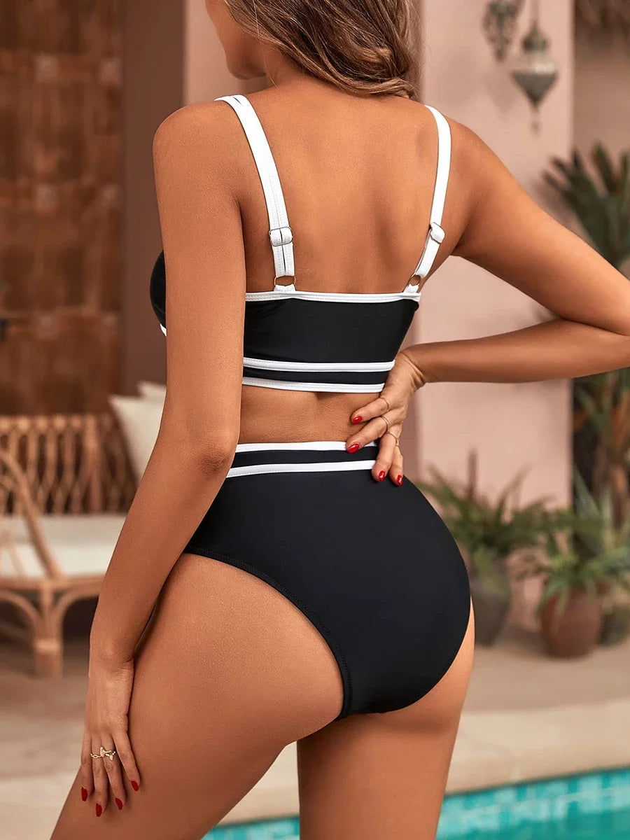 Female Bikini 2024 Women Swimwear High Waisted Bikinis Sets Sexy Sporty Two Piece Swimsuit Black High Cut Bathing Suit Beachwear