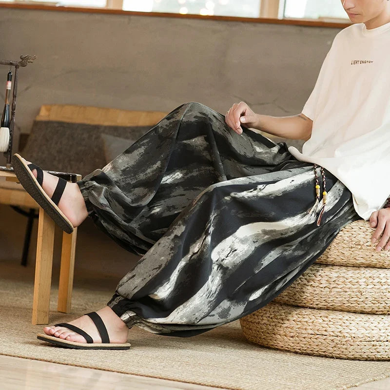 2024 Spring Men Wide-leg Pants Male Retro Harem Pants Mens Hiphop Street Beat Harajuku Style Casual Pants Women Jogging Trousers