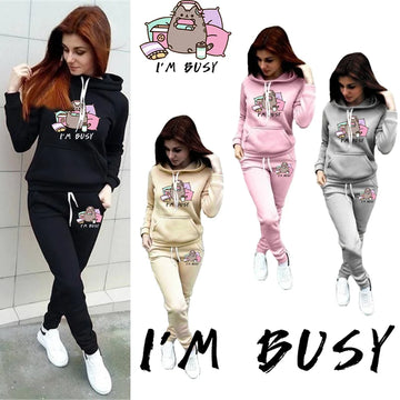 Fashion Women Track Suits Sports Wear Jogging Suits Ladies Hooded Tracksuit Set Clothes Hoodies+Sweatpants Sweat Suits