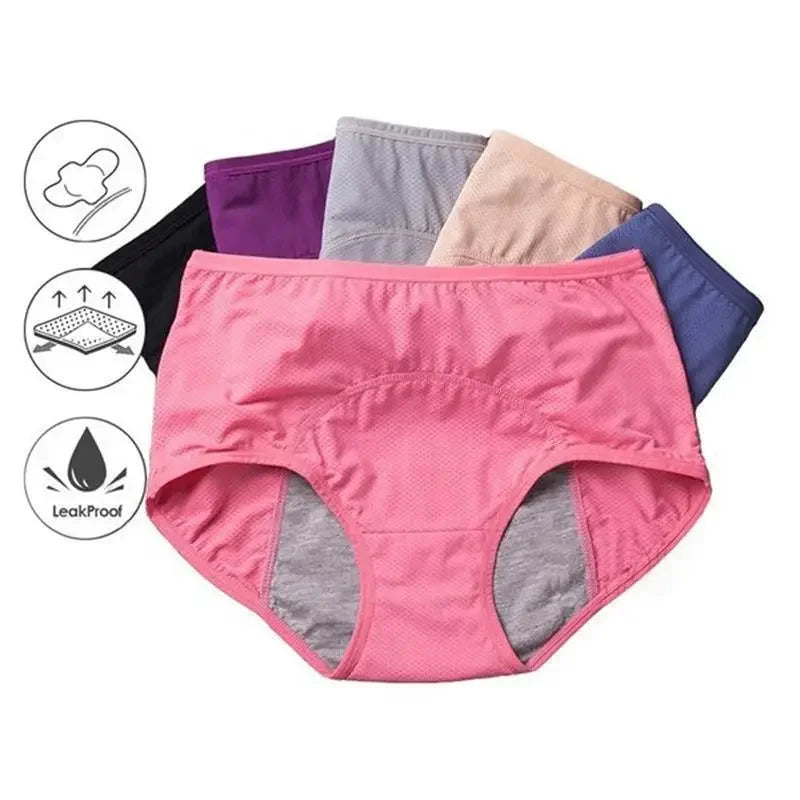 Period Underwear for Women 4 Layer Leakproof Cotton Panties Postpartum Menstrual Overnight Absorbent Underwear Seamless Moisture