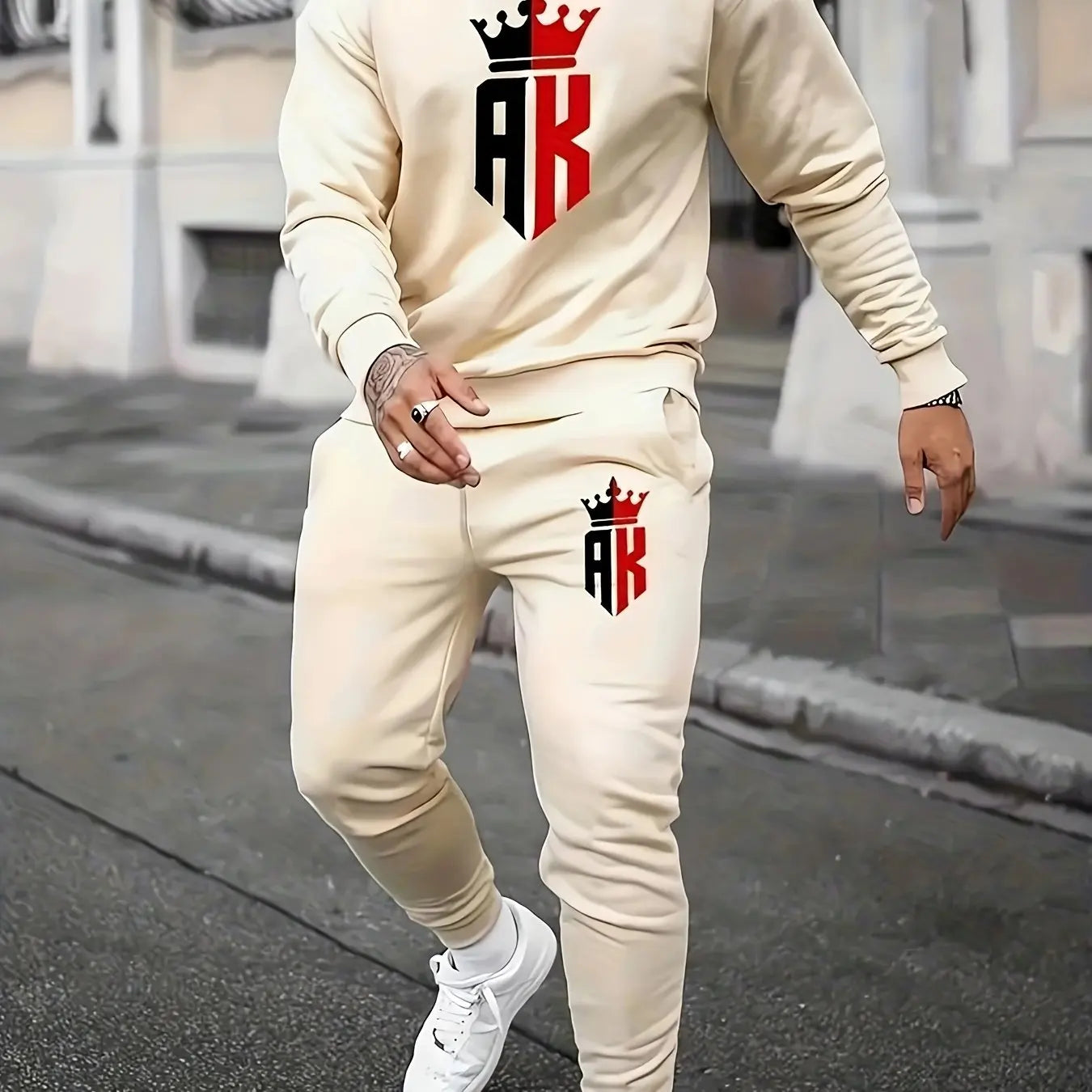 Men's Autumn Winter Long Sleeved Sweater Pants Set Comfortable Breathable Casual Fashion T-Shirt Outdoor Street Clothing for Men