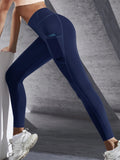 New High Waist Women's Leggings Stretch Yoga Pants Tights With Pockets Push Up Fitness Running Sportswear Solid Color Pants - OneLoveCanada