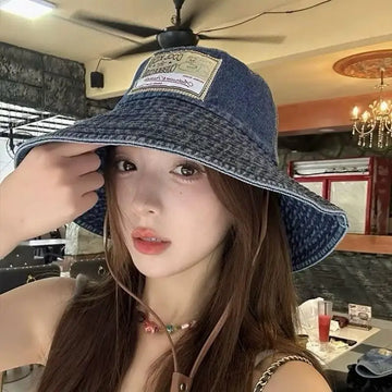 Women's Cowboy Fisherman Hat Outdoor Fashion Retro Large Brim Bucket Hat Sun Protection Multi-purpose Hat Clothing Accessories