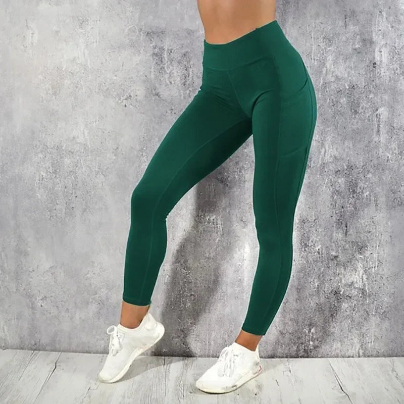 Yoga Fitness Women Leggings High Waist Tights with Pocket Gym Workout Running Stretchy Sexy Butt Liftting Casual Skinny Pants - OneLoveCanada