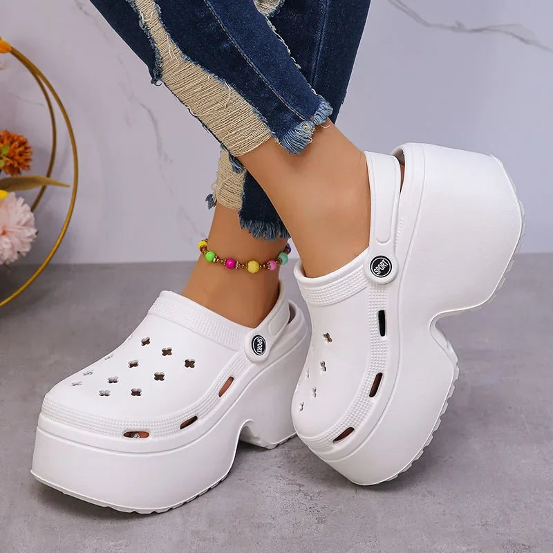 Soft Chunky Heels Sandals Women Fashion Closed Toe Platform Sandals Woman Summer Solid Color Non-Slip Beach Casual Sandalias