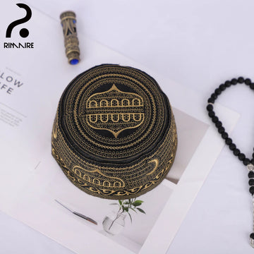 RIMAIRE Brown Men Yarmulke Fashion Muslim Hat for Men High Quality Multi-Color Islam Hair Cover Yarmulke Business Part Birthday