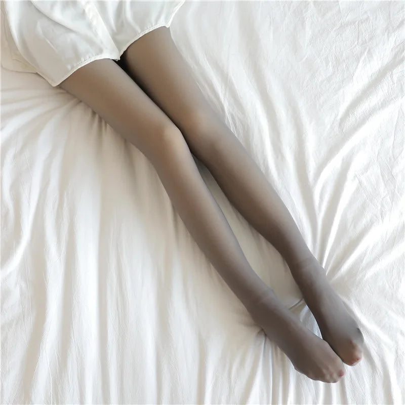 Women Fleece Leggings Sexy Translucent slim Pantyhose Elasticity Winter Warm Legging Thermal Tights Female Woman Pants - OneLoveCanada
