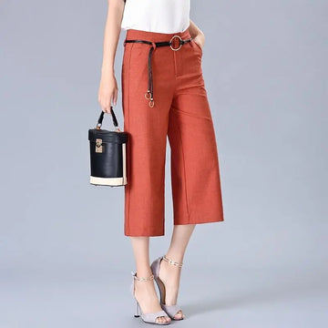 Wide-leg Pants for Women's Summer Thin Cropped Pants New Summer High-waist Korean Loose Drooping Cropped Pants