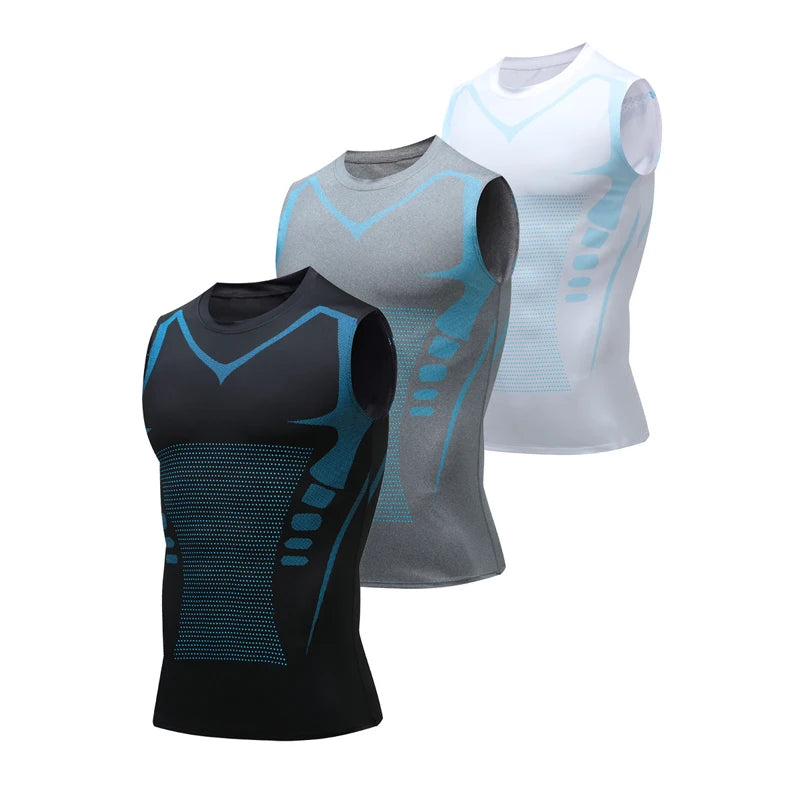 Sports Vest Men's Running Short-sleeved Quick-drying Sleeveless Ice Silk T-shirt Basketball Training Fitness Clothes Summer Thin