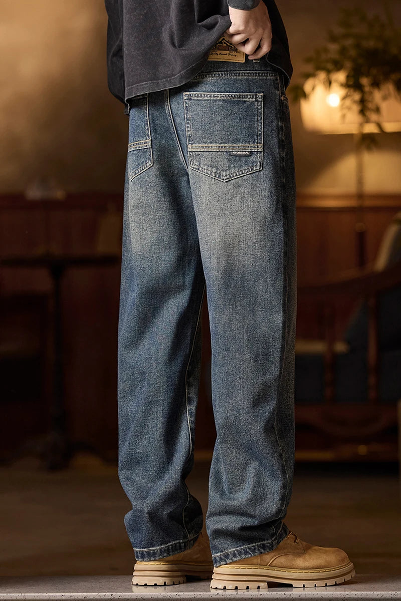 Mens Elastic Waist Jeans Relaxed Fit Men's Blue Jeans with Elastic Waist with Zipper and Button(Cotton content about 70%)