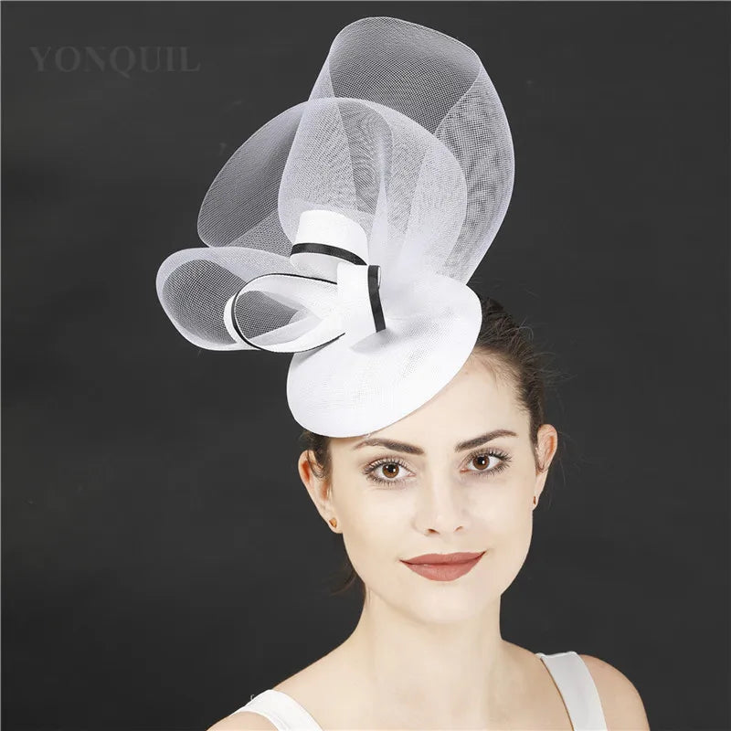 Hot Pink Ladies Event Fasinator Hats Ladies Vintage Wedding Millinery Caps Bridal Party Dinner Hair Accessories Flower Decor