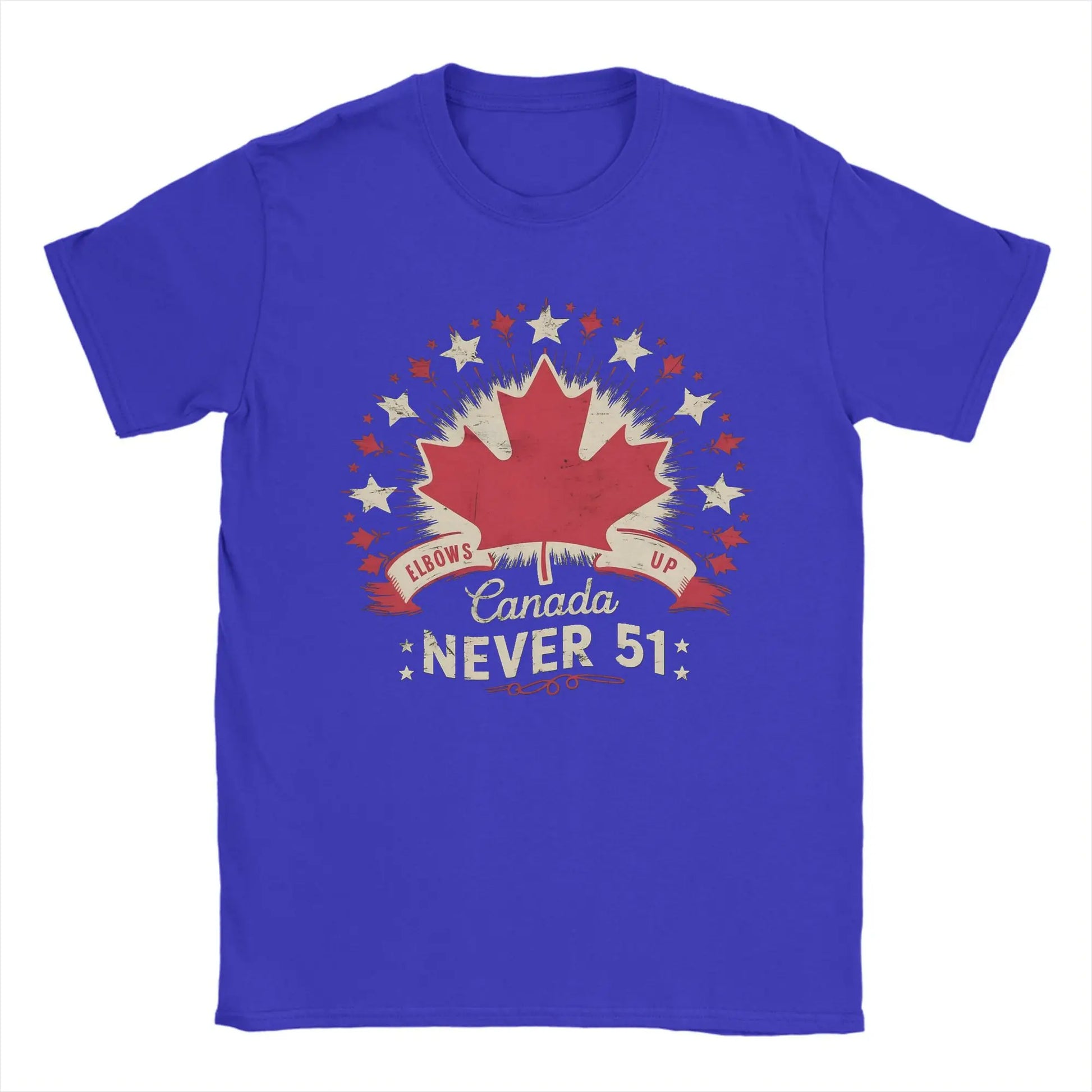 Men's Elbows Up Canada Never 51st State T Shirt  Cotton Tops Hipster Short Sleeve Round Neck Tees Plus Size T-Shirts - OneLoveCanada
