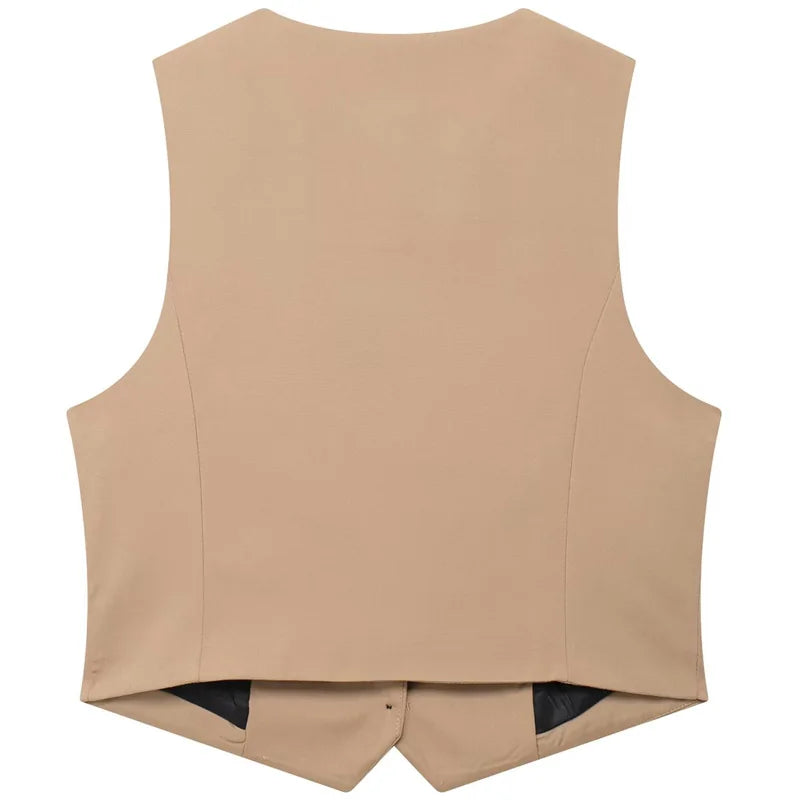 HXAO Short Vests For Women Sleeveless Blue Black White Khaki Waistcoat Women's Tailored Vest Solid Summer Vest Working Vest 2024