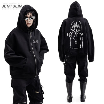 Hip Hop Men Women Zip Up Hoodie Pray Graphic Print Zipper Hooded Oversized Sweatshirt Streetwear Jacket Y2K Coat Clothing Gothic
