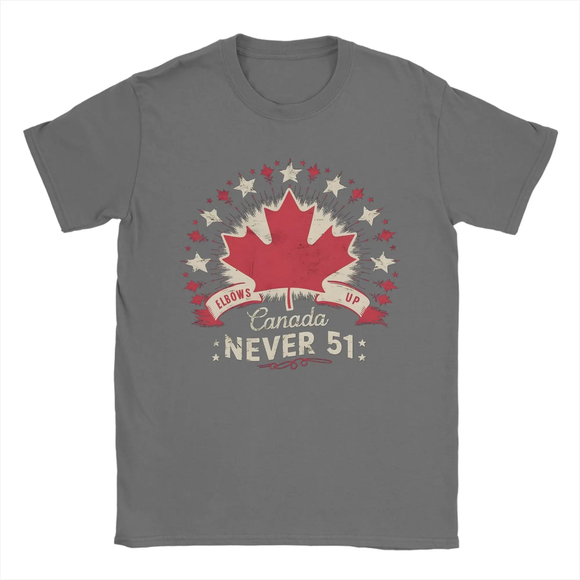 Men's Elbows Up Canada Never 51st State T Shirt  Cotton Tops Hipster Short Sleeve Round Neck Tees Plus Size T-Shirts - OneLoveCanada