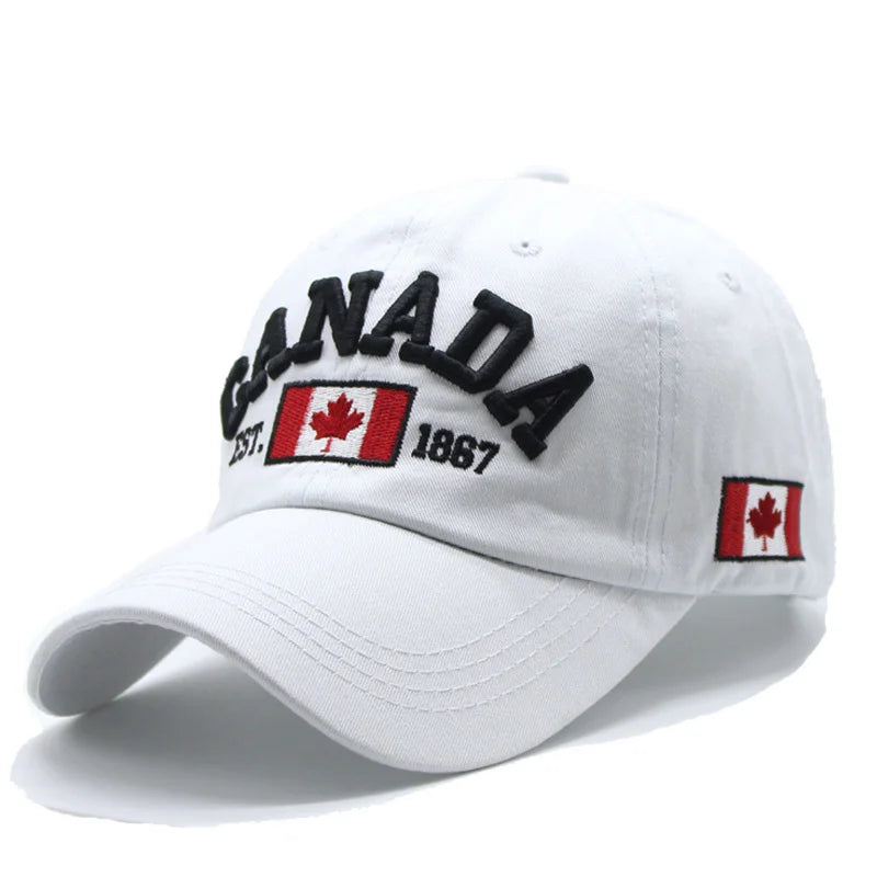Pure Cotton Men Women Canada Embroidered Maple Leaf Flag Cap Hat One Size Adjustable Strap - OneLoveCanada