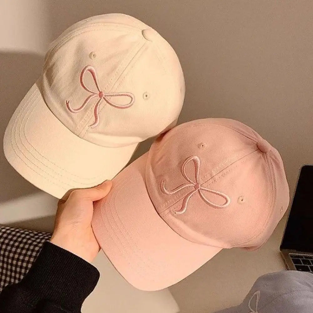 Bow Baseball Cap Embroidered Sweet Cute Soft Top Adjustable Solid Color Unisex Fashion 2025 New Baseball Cap