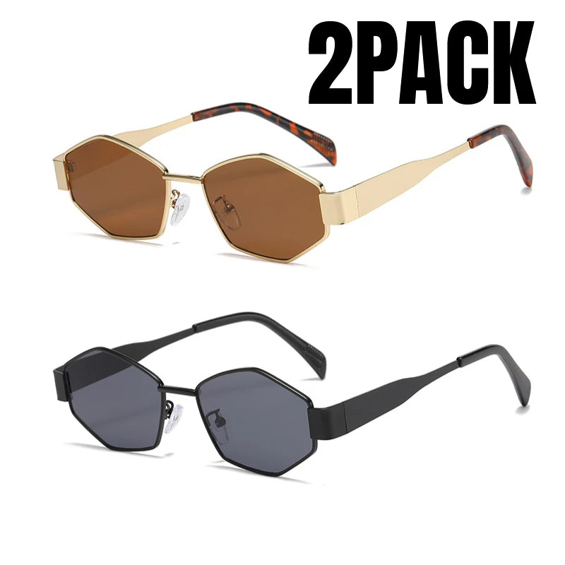 MEW 2PACK Diamond Shaped Glasses, Triumphal Arch Fashion, Internet Famous Sunglasses, Metal Sunshade glasses, Hot Selling Trend