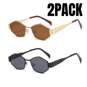 MEW 2PACK Diamond Shaped Glasses, Triumphal Arch Fashion, Internet Famous Sunglasses, Metal Sunshade glasses, Hot Selling Trend