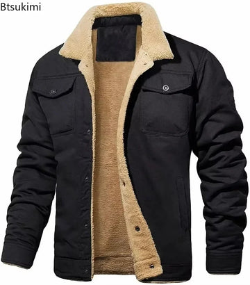 2025 Men's Thick Warm Plush Fleece Jacket Coats Autumn Winter Casual Thicker Jackets Outwear for Men Oversized Warm Clothes Male