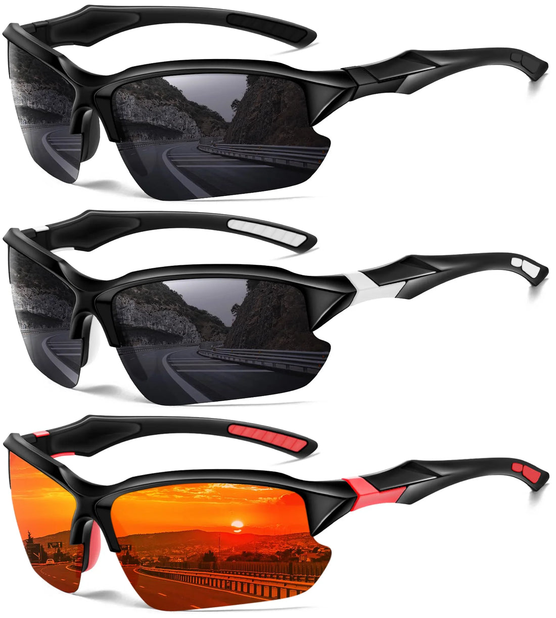 Classic Lightweight Sports Sunglasses Semi-Rimless UV400 for Cycling Fishing Unisex Outdoor Vintage Eyewear