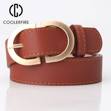 Belts for Women Simple Fashion Luxury Brand Leather Mental Jeans Dress Skirt Pin Buckle Girls Thin Belt Retro Waistband LD2301