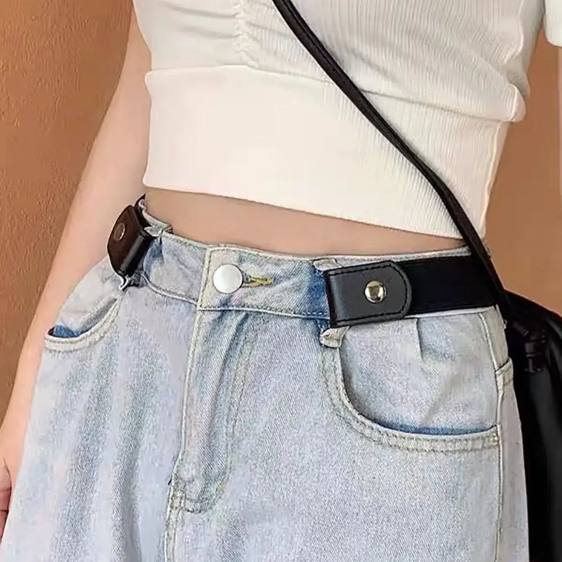 Buckle-Free Belt For Jean Pants,Dresses,No Buckle Stretch Elastic Waist Belt For Women/Men,No Bulge,No Hassle Waist Belt
