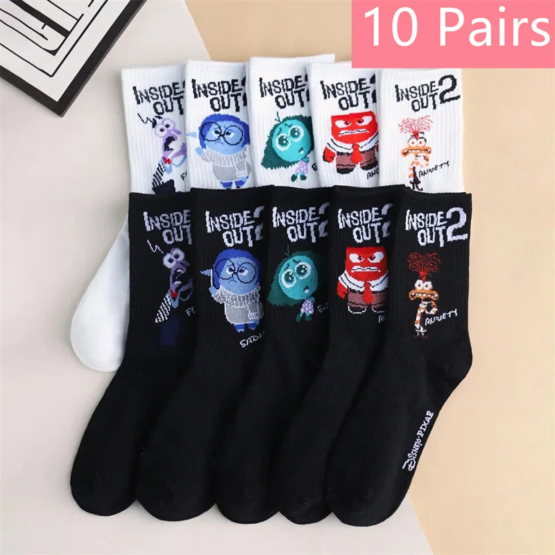 5/10 Pairs of High-Quality Men Women's Novel Cartoon Pattern Sports Socks Exquisite Cute Soft Comfortable Neutral Gift Socks