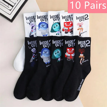 5/10 Pairs of High-Quality Men Women's Novel Cartoon Pattern Sports Socks Exquisite Cute Soft Comfortable Neutral Gift Socks