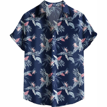 Hawaiian Shirt For Men 3d Print Tropical Plant Palm Tree Short Sleeves Beach Summer Casual Button Down Blouse Street Clothes