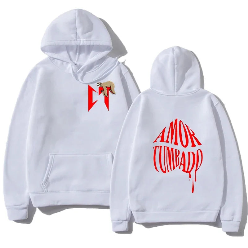 Singer Natanael Cano Amor Tumbado Sloth Graphic Hoodie Men Women High Quality Fashion Sweatshirts Street Trend Hip Hop Pullovers