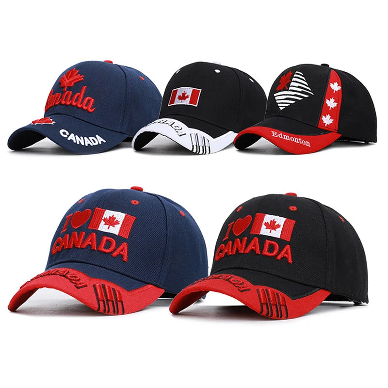 Canada Flag Baseball Cap Men Women Embroidered Outdoor Sports Sun Fashion Snapback 3D Maple Leaf Hip Hop Dad Hats Gorras H054 - OneLoveCanada