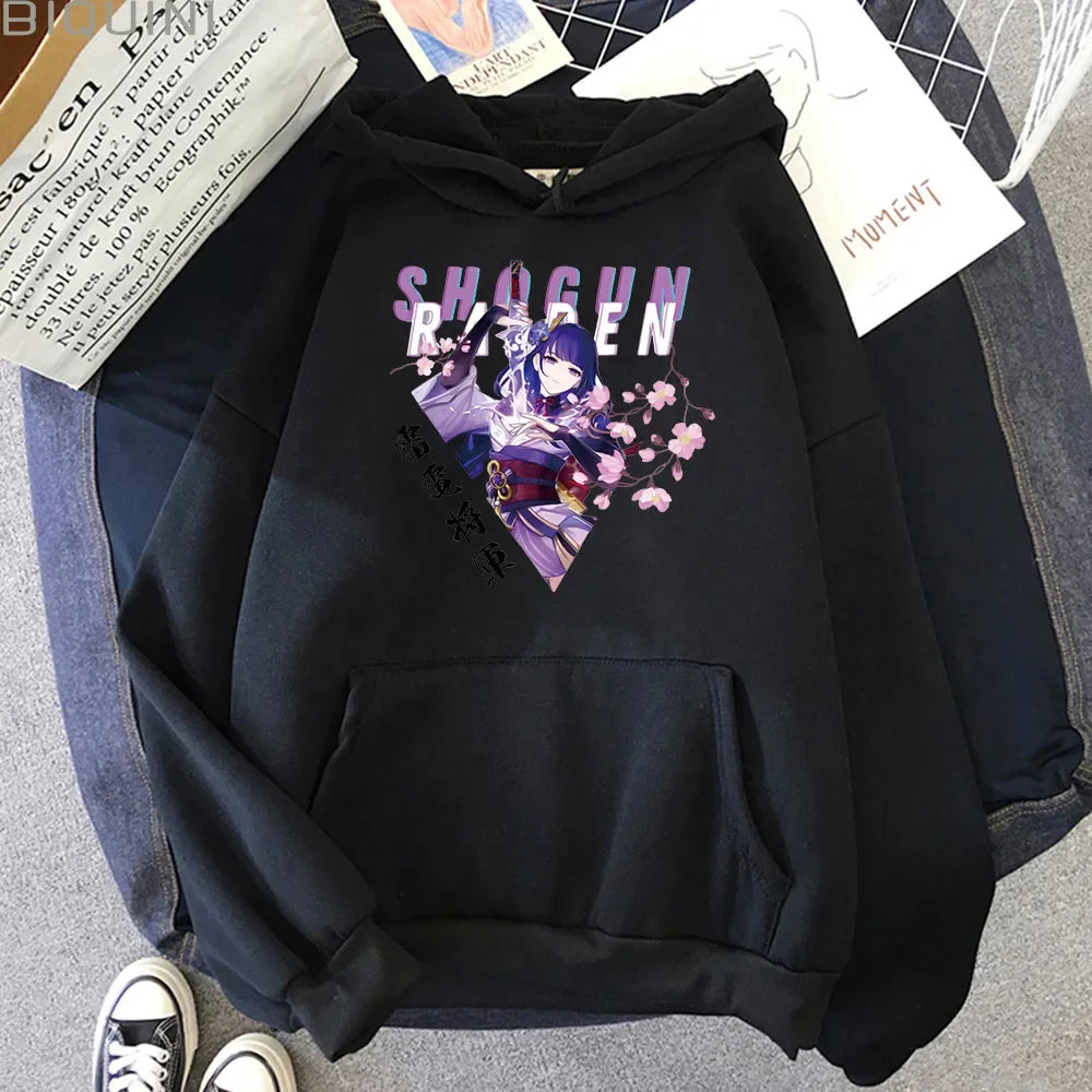 Hoodies Game Genshin Impact Raiden Shogun Printed Sweatshirt Men Women Fashion Oversized Sweatshirts Hoodie Unisex Clothing