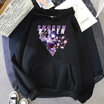 Hoodies Game Genshin Impact Raiden Shogun Printed Sweatshirt Men Women Fashion Oversized Sweatshirts Hoodie Unisex Clothing