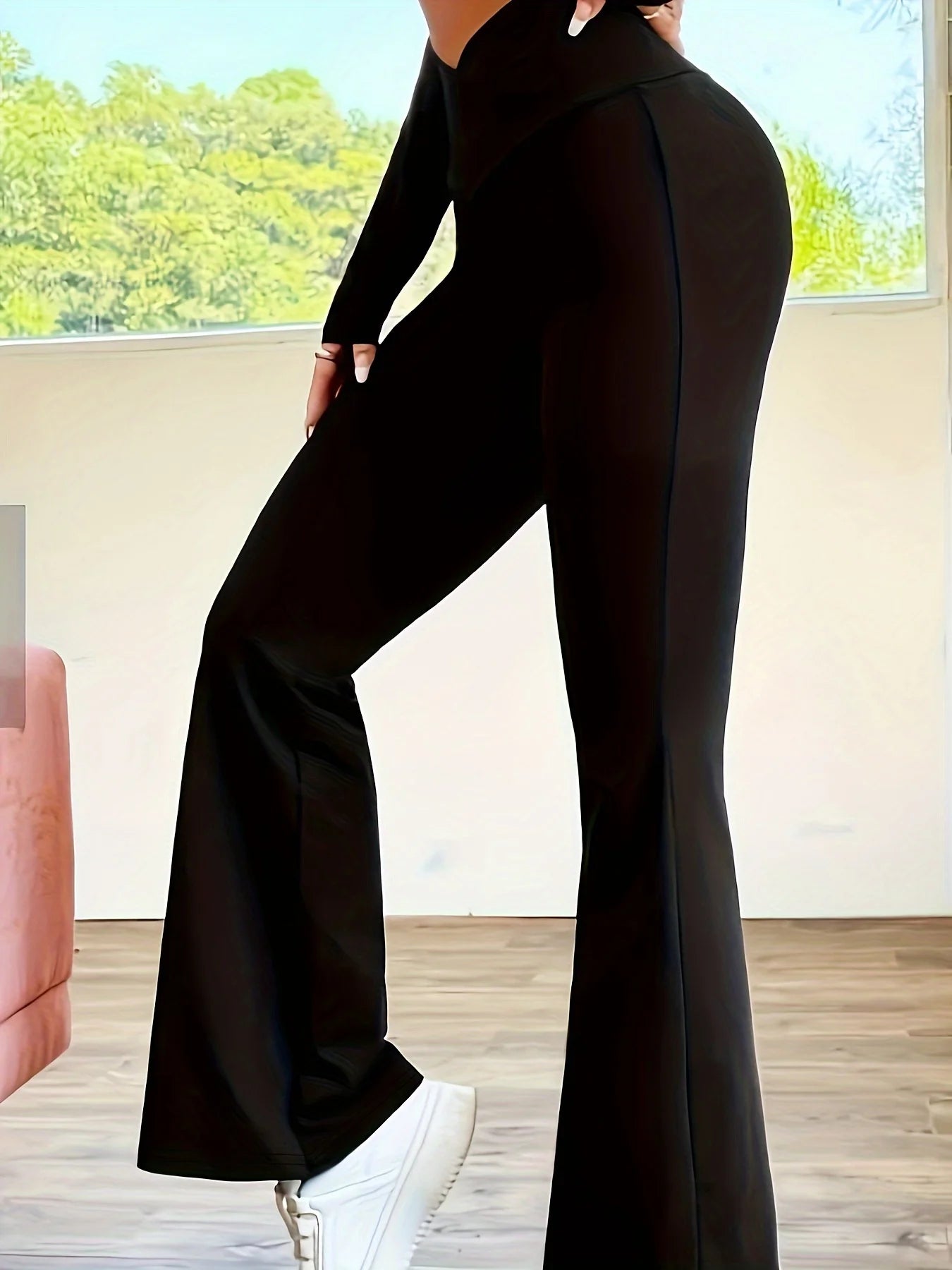 Women's Oversized Woven Casual Pants Comfortable Loose Fit High Waist Straight Leg Trousers