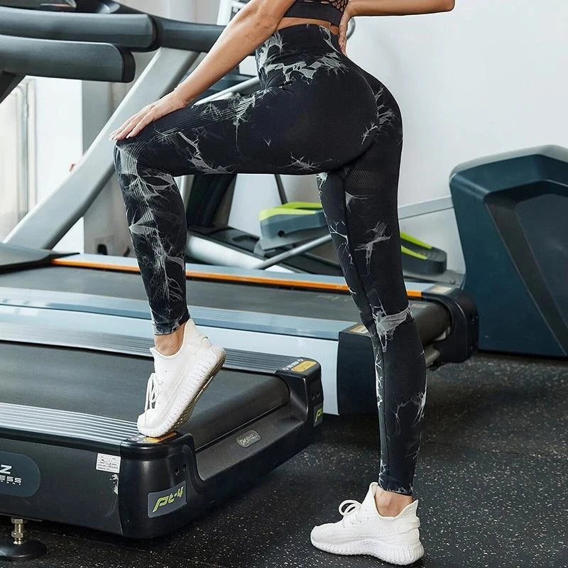 Sexy Women Gym Yoga Leggings High Waist Push Up Leggins Tie-dye Seamless Fitness Workout Leggins Sports Tights Running Pants - OneLoveCanada